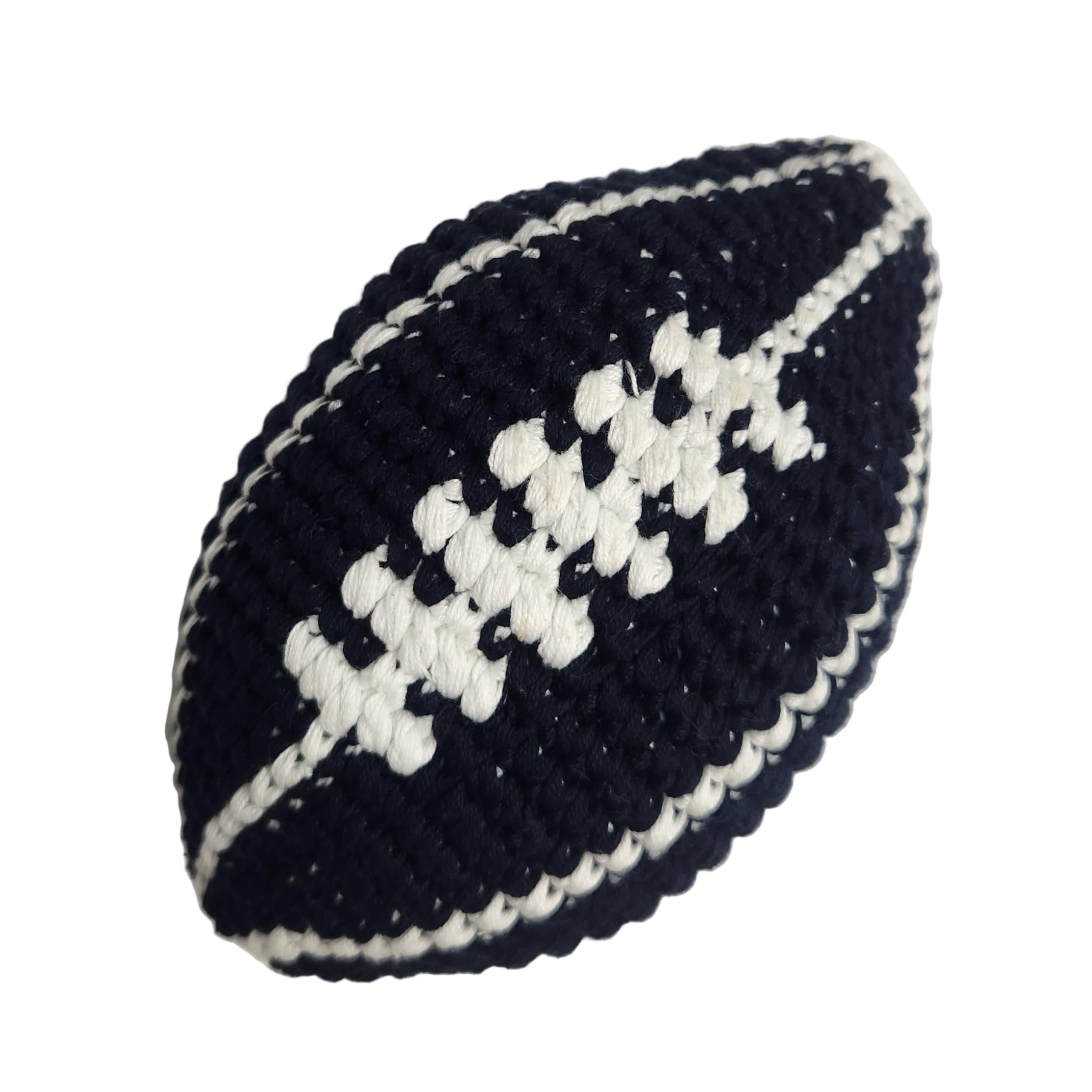 Black and white knitted football