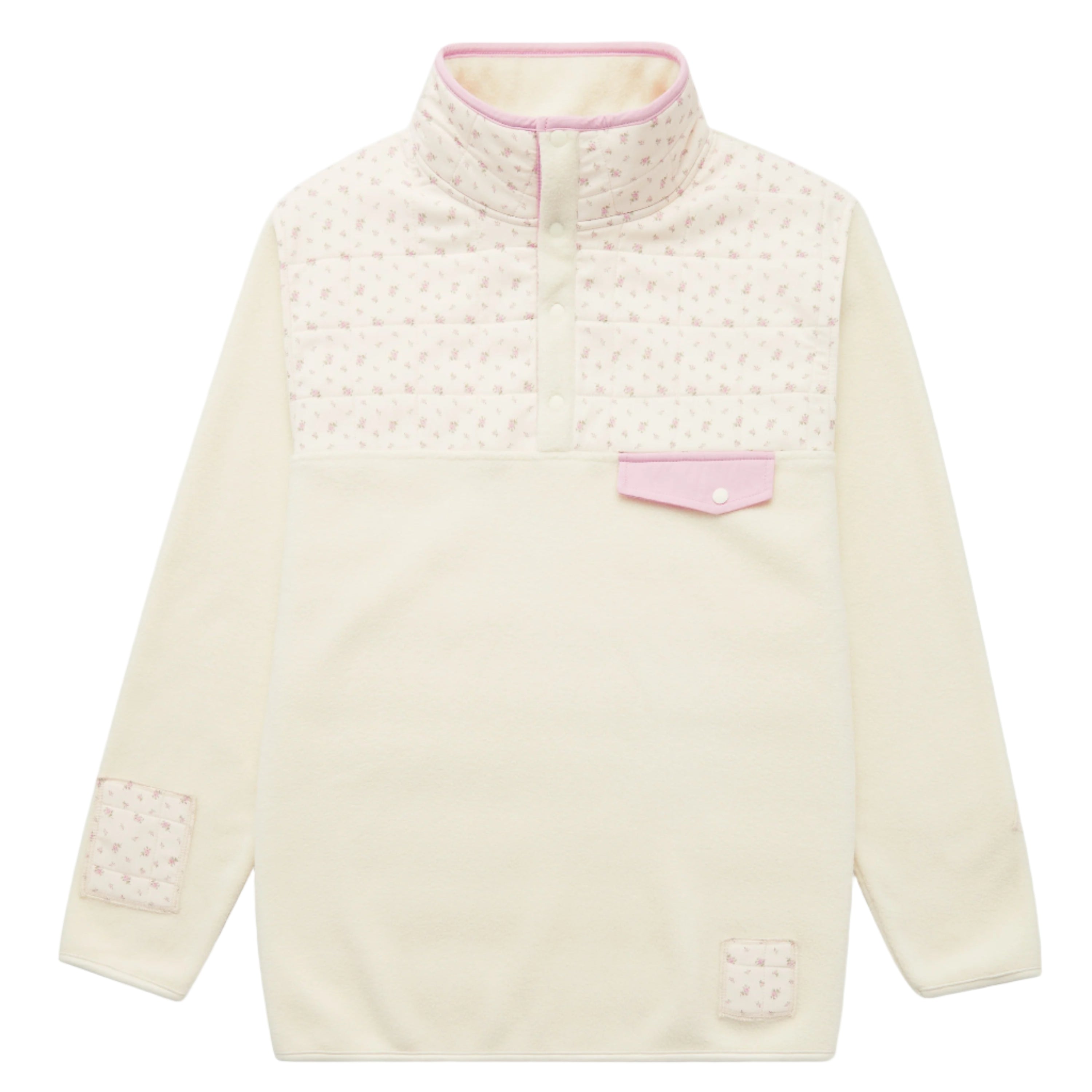 Women's Vintage Flower Henley Fleece Sweatshirt