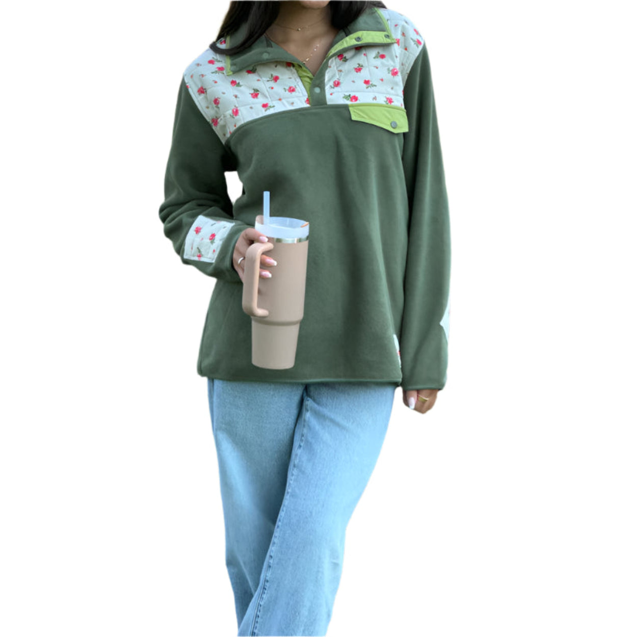 Women's Henley Fleece Sweater