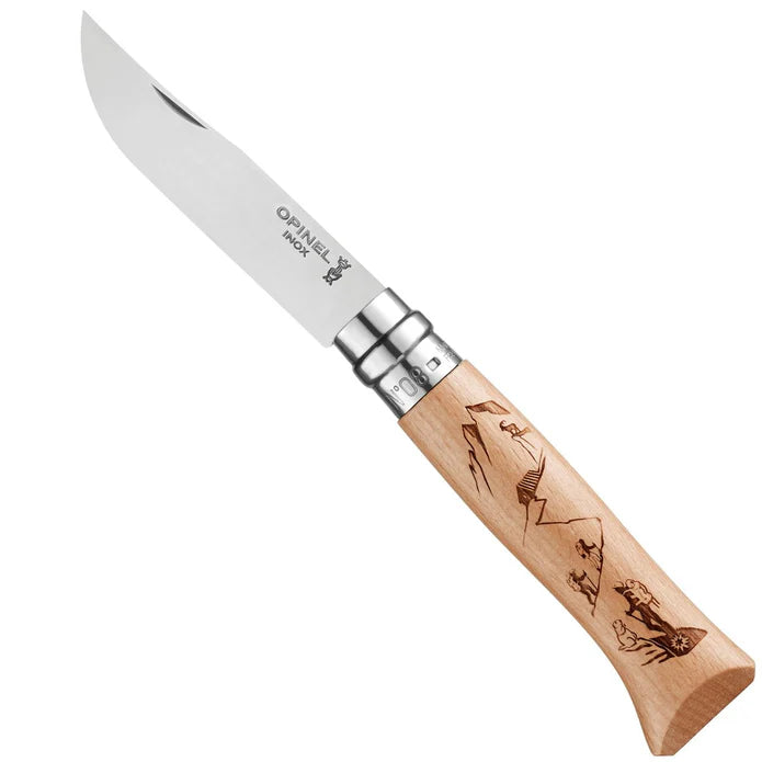 No.08 Stainless/Beech Engraved Knife