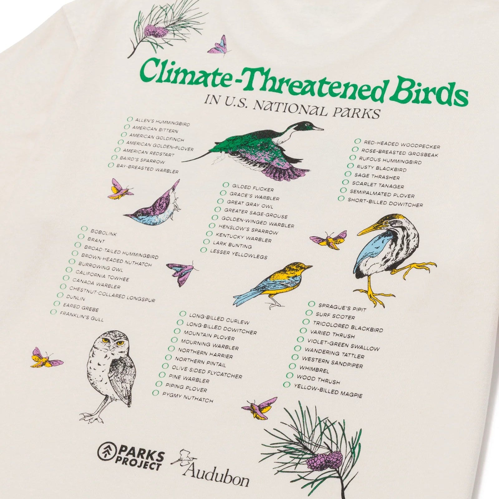 Unisex Parks Project x Audubon Bird Checklist Short Sleeve Tee Shirt