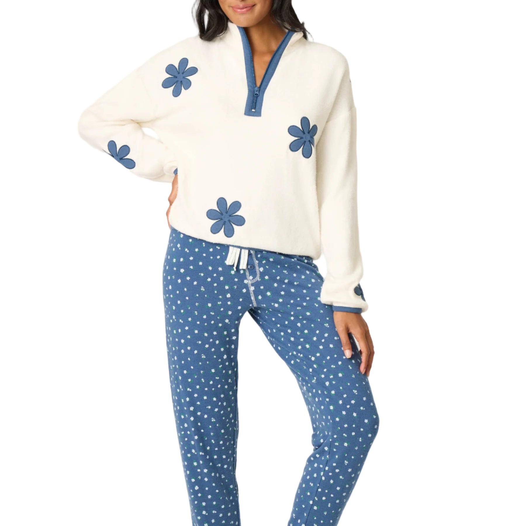 Women's Cozy Life Floral Quarter-Zip Sweater