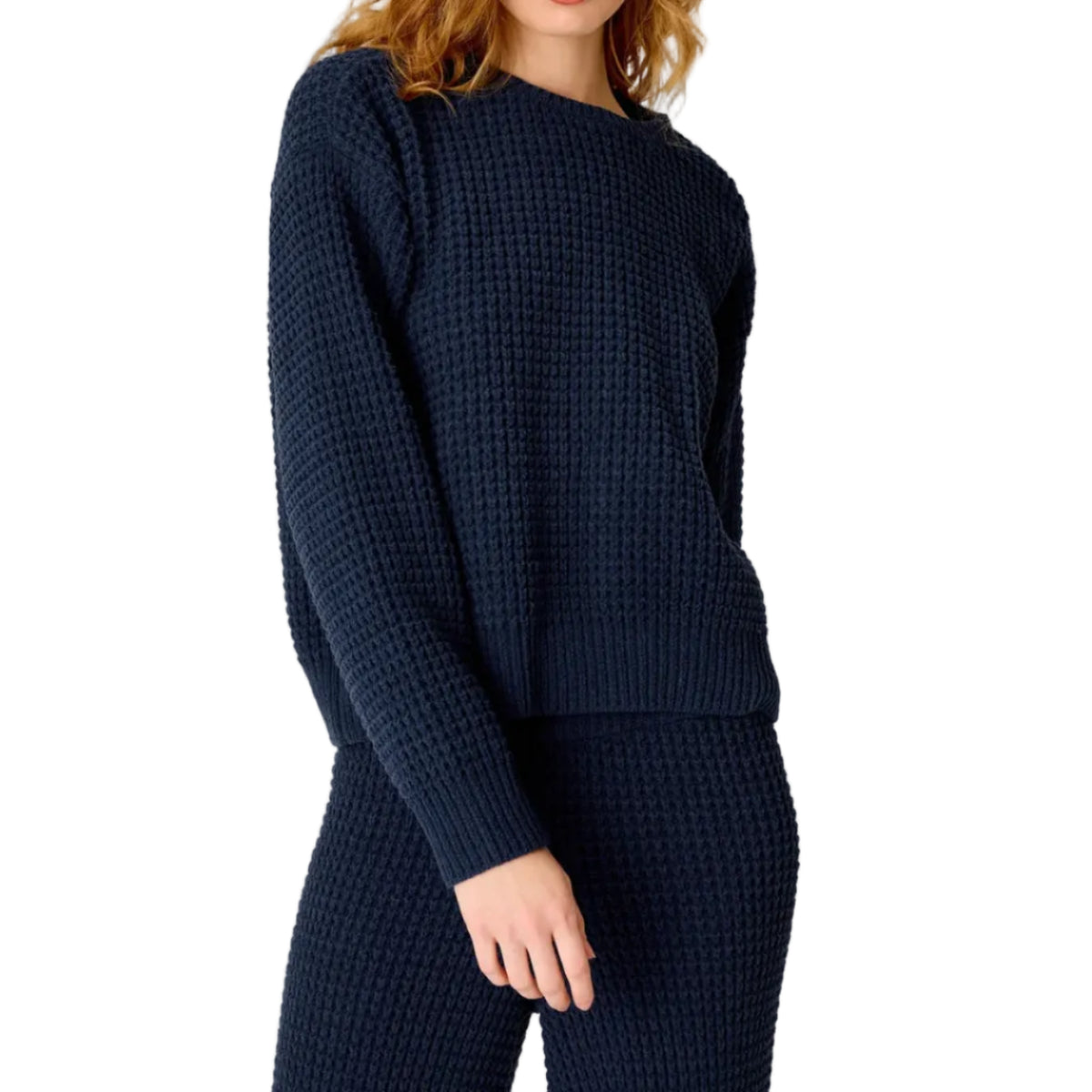 Women's Cozy Chenille Waffle Deep Navy Sweater