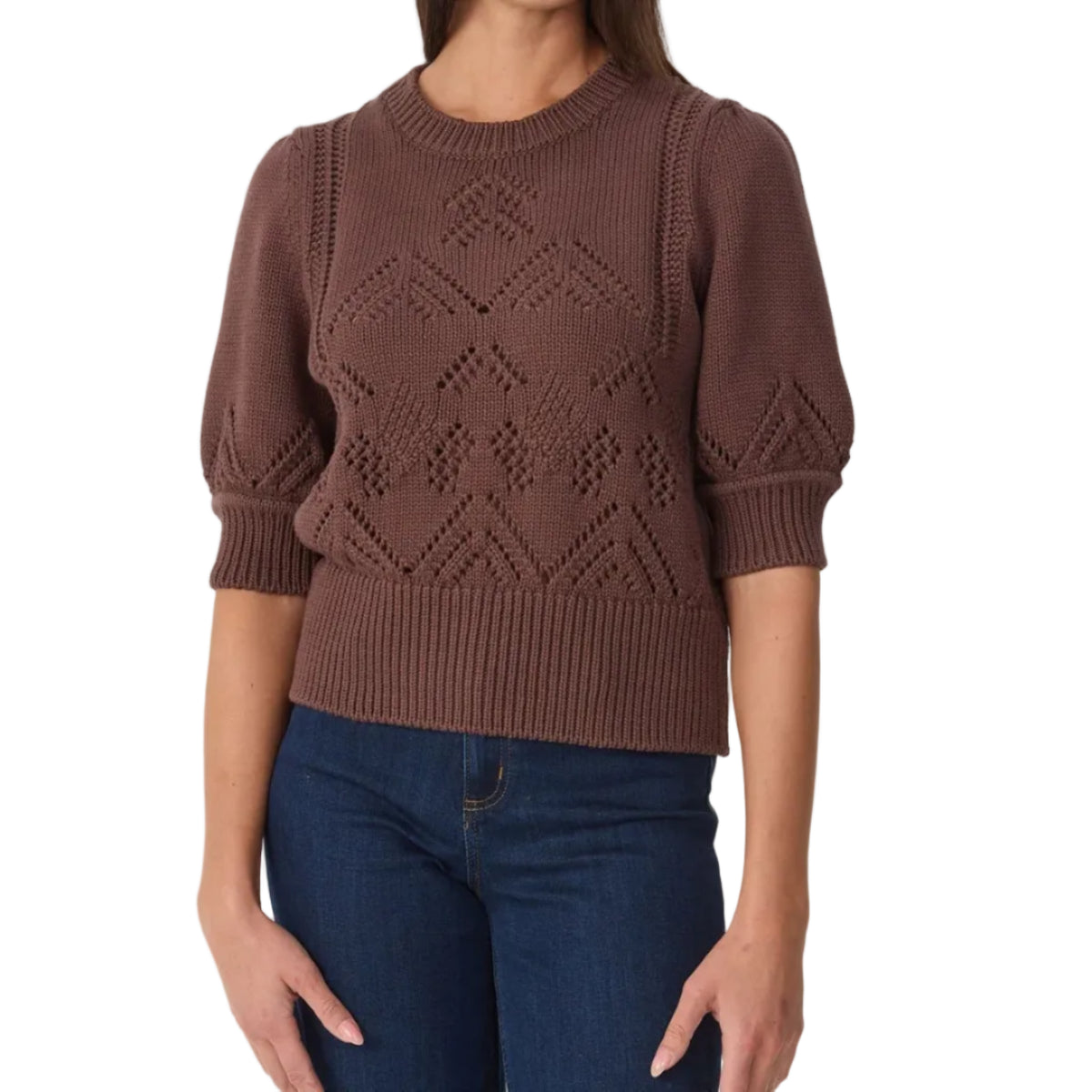 Women's Clary Short Sleeve Pointelle Sweater Shirt