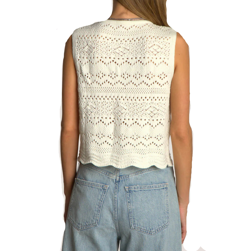 Women's Scallop Hem Crochet Sweater