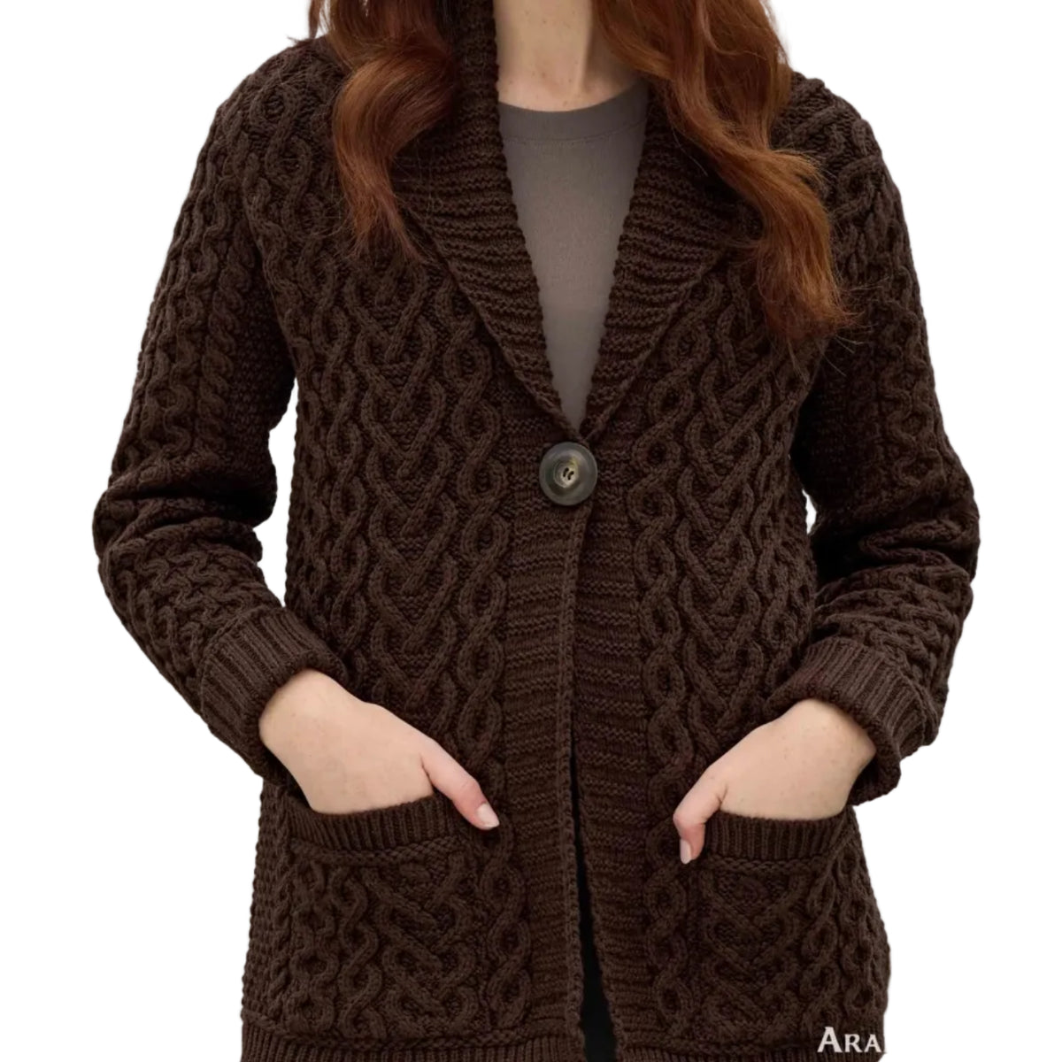 Women's Mulranny One-Button Hearts Cardigan Sweater