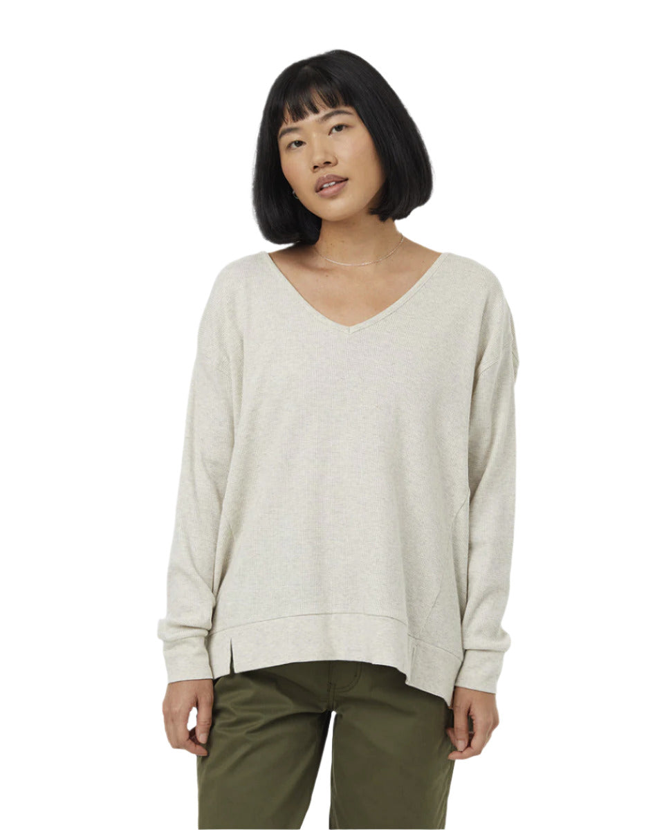 W TreeWaffle Deep V-Neck Longsleeve