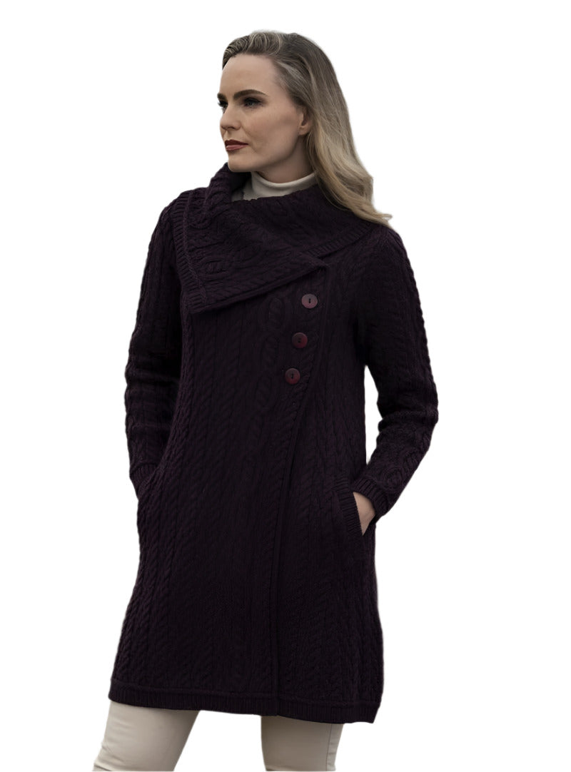 Women's Burren Large Collar Button Coat