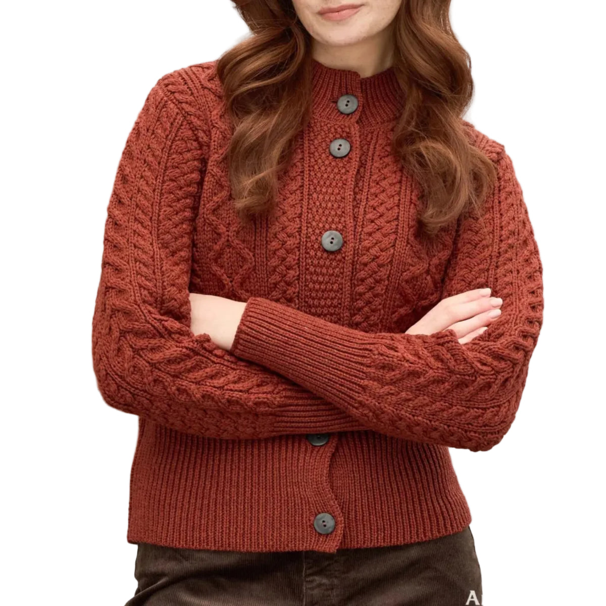 Women's Irish Button Merino Wool Cardigan Sweater
