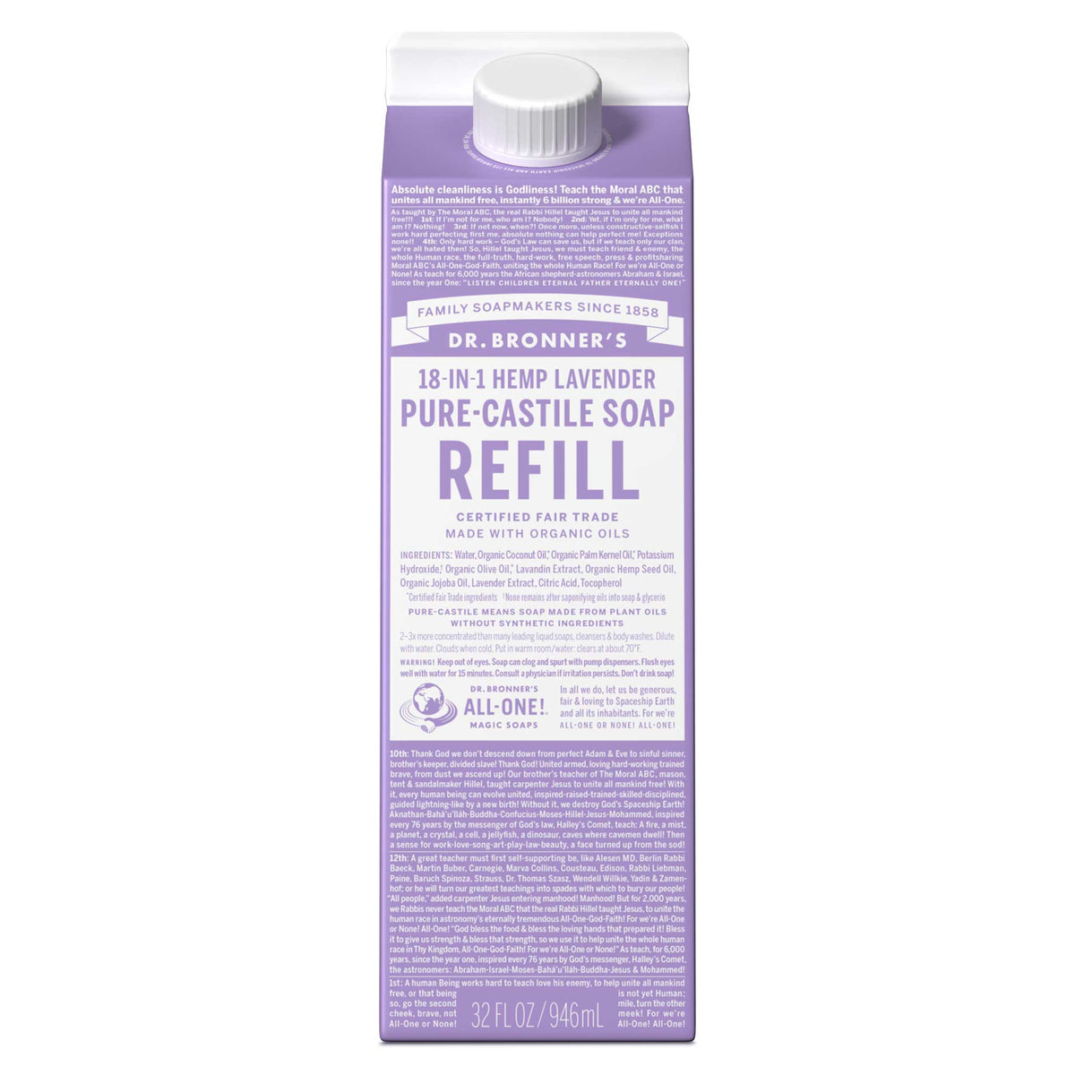 Dr. Bronners 32oz Refill Carton